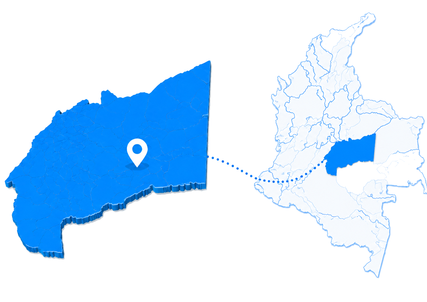 Mapa del Departamento del Meta ubicado en Colombia